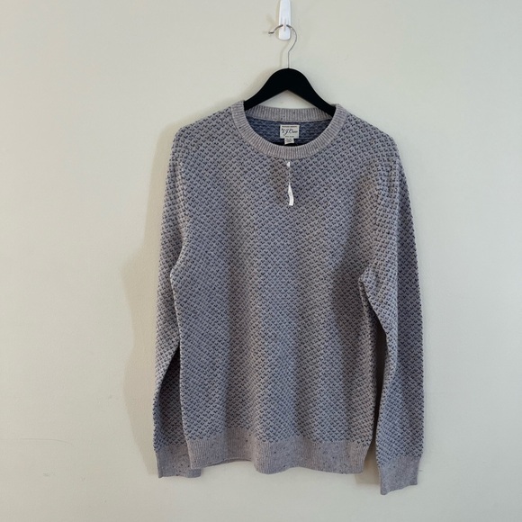 J.Crew LARGE TALL Crewneck Sweater Heather Gray Oatmeal Wool Blend NWT - Picture 3 of 6